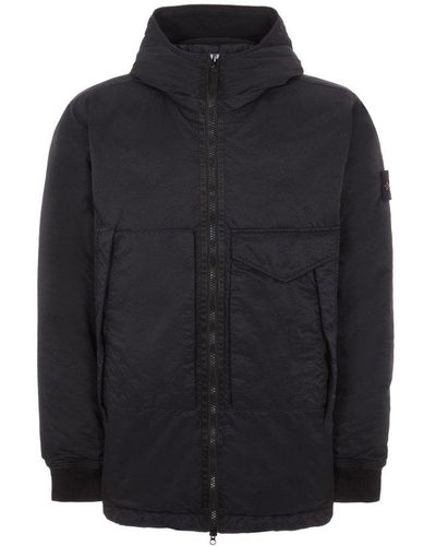 Stone Island Compass Patch Zip-up Padded Jacket - Blue