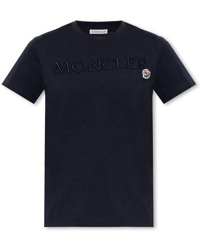Moncler Logo Embroidered Crewneck T-shirt - Blue