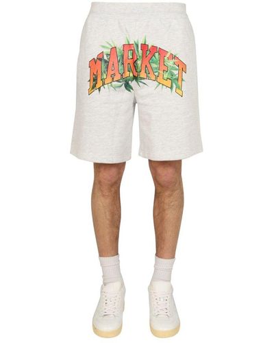 Market Logo Printed Bermuda Shorts - Gray