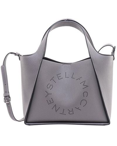 Stella McCartney Logo Perforated Shoulder Bag - Gray