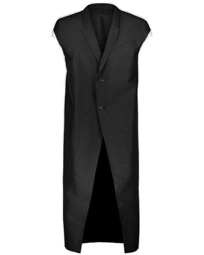Rick Owens Single Breasted Sleeveless Coat - Black