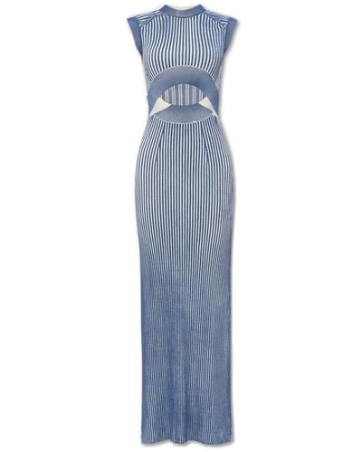 Fendi Sleeveless Cut-out Detailed Long Dress - Blue