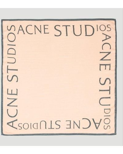 Acne Studios Logo Printed Square-shaped Scarf - Natural