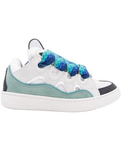 Lanvin Curb Paneled Lace-up Sneakers - Blue