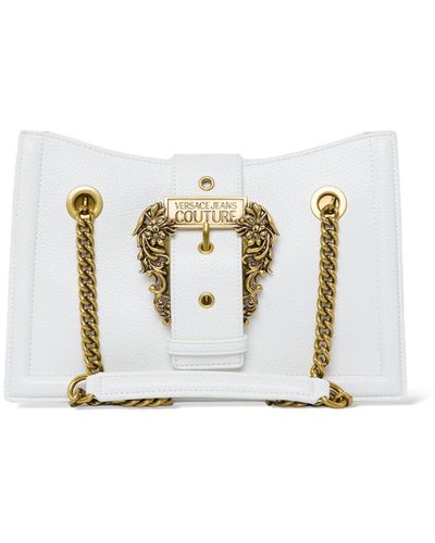 Versace Logo-engraved Buckle Shoulder Bag - White