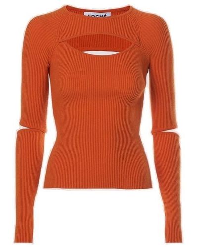 Koche Cut-out Detailed Knitted Top - Orange