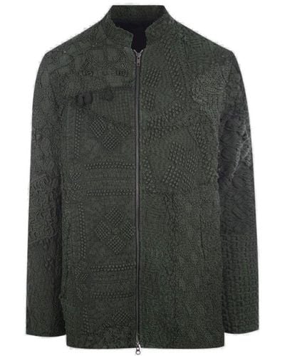 By Walid Embroidered Patchwork Zipped Jacket - Green