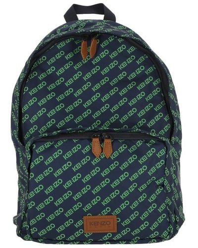 KENZO Allover Logo Print Zipped Backpack - Green