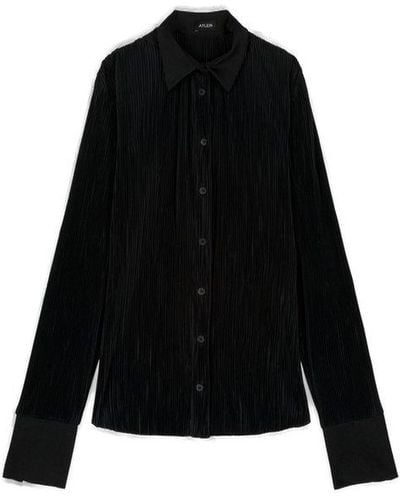 Atlein Pleasted Buttoned Shirt - Black