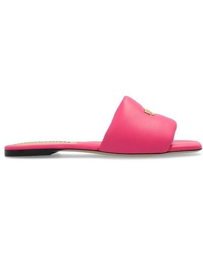 Moschino Logo-plaque Padded Leather Sandals - Pink