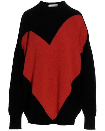 Sportmax Maxi Heart Intarsia Knitted Sweater - Red