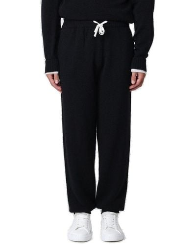 MSGM Tapered Drawstring Knitted Track Trousers - Black
