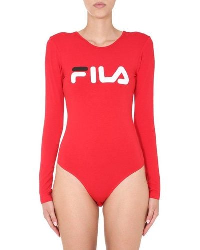 Fila "yulia" Cotton Jersey Bodycon With Logo - Red