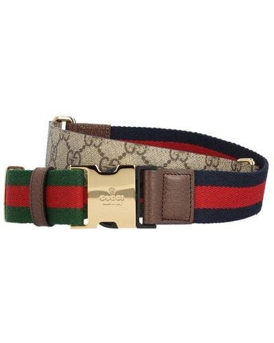 Gucci Logo Engraved Web Belt - Multicolor