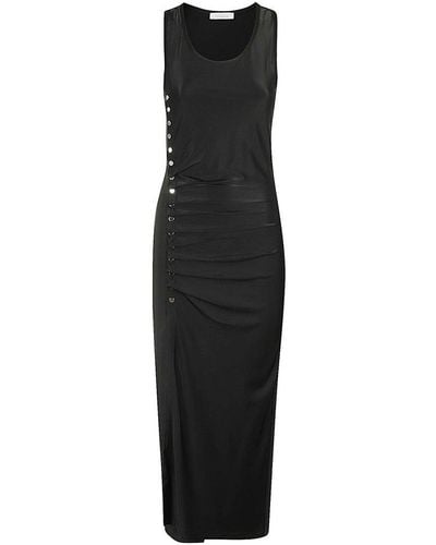 Rabanne Sleeveless Ruched Pression Dress - Black