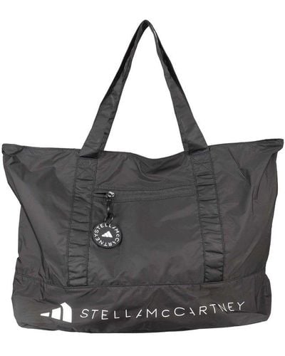 adidas By Stella McCartney Logo Printed Zipped Tote Bag - Black