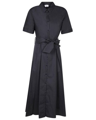 Woolrich Tied-waist Short-sleeved Shirt Dress - Black
