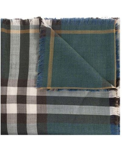 Burberry Vintage-check Frayed-edge Scarf - Green