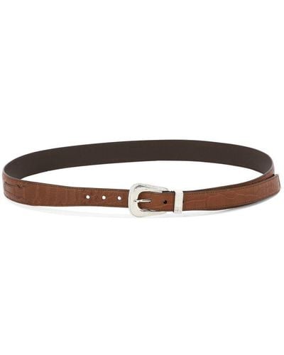 Brunello Cucinelli Crocodile Belt With Detailed Buckle And Tip - White