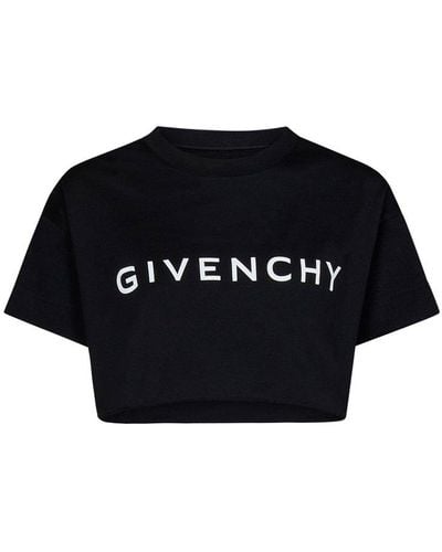 Givenchy Logo Printed Crewneck Cropped T-shirt - Black