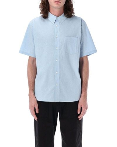 Nike Short-sleeved Seersucker Button-down Shirt - Blue