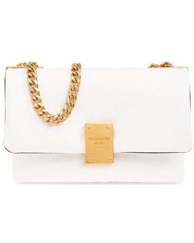 Balmain Quilted Shoulder Bag '1945 Small' - White