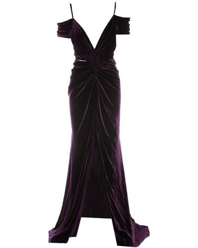 Costarellos Costalleros Velvet V-neck Dress - Black