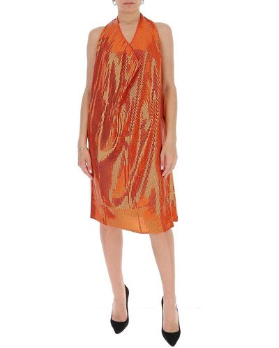 Bottega Veneta Sequins Halter Neck Dress - Orange