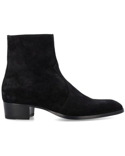Saint Laurent Wyatt Zipped Boots - Black