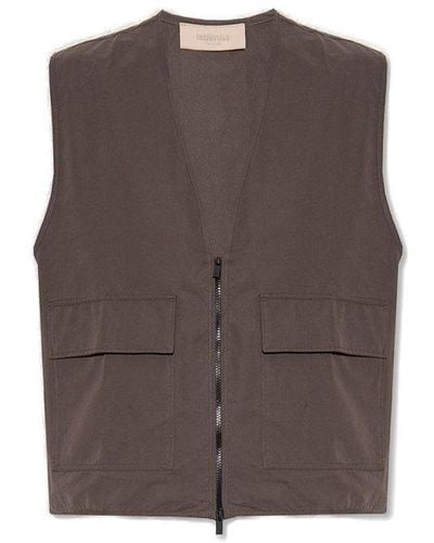 Fear Of God Vest With Pockets - Brown