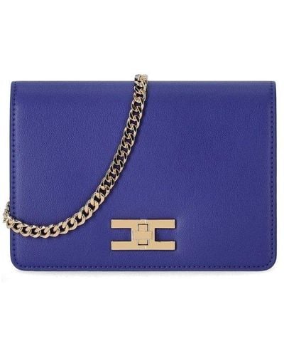 Elisabetta Franchi Logo Turn-lock Shoulder Bag - Blue
