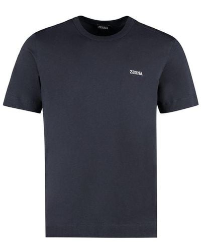 Zegna Logo Cotton T-shirt - Blue