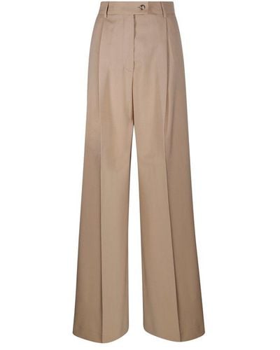 Sportmax Button Detailed Straight Leg Trousers - Natural