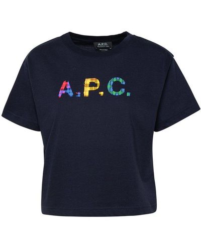 A.P.C. Val Navy Cotton T-shirt - Blue