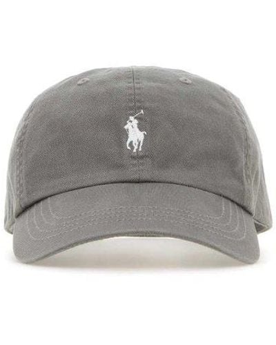 Polo Ralph Lauren Logo Embroidered Curved Peak Baseball Cap - Gray
