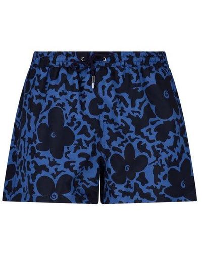 Paul Smith 'floral Camo' Print Swim Shorts - Blue