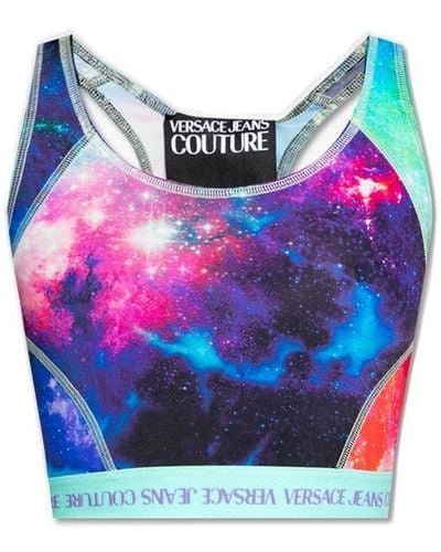 Versace Jeans Couture Abstract Print Sports Bra - Blue