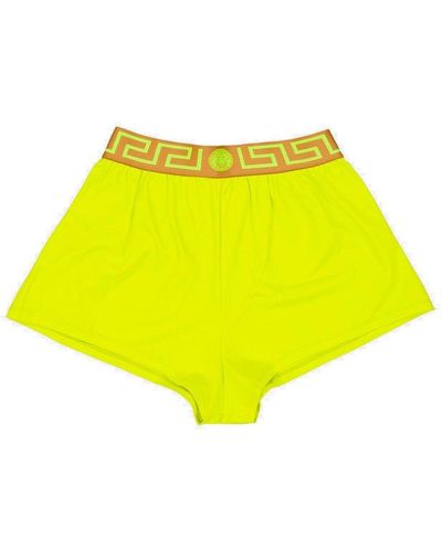 Versace Greca Motif Waistband Shorts - Yellow