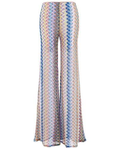 Missoni Zigzag Lurex Knitted Flared Trousers - Blue