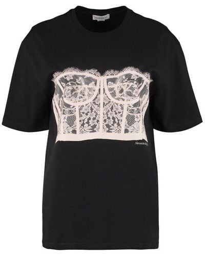 Alexander McQueen Printed Short Sleeve T-shirt - Black