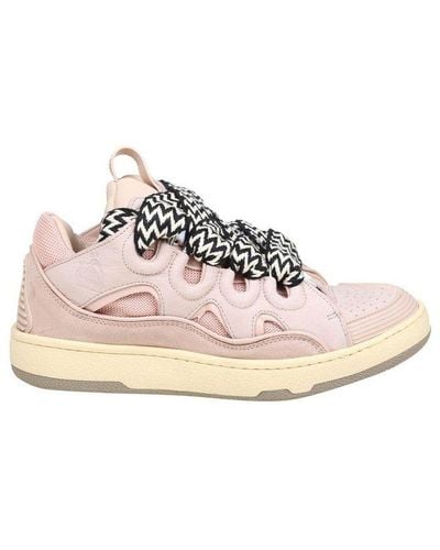 Lanvin Curb Paneled Lace-up Sneakers - Pink
