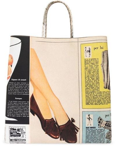 Bottega Veneta The Medium Newspaper Printed Shopping Bag - Multicolour