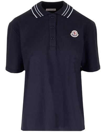 Moncler Polo Shirt With Logo - Blue