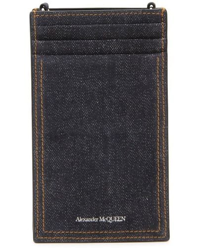 Alexander McQueen Blue Cotton Denim Phone Holder - Black
