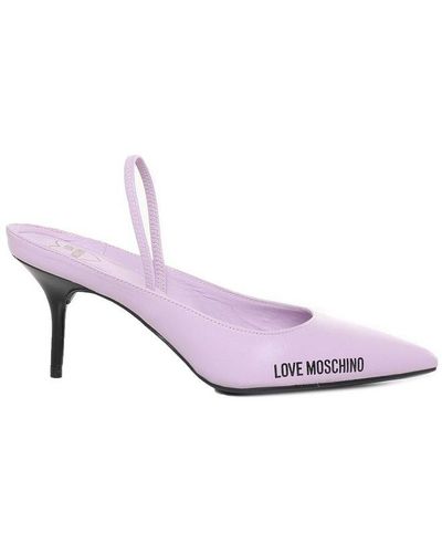 Love Moschino Logo Printed Slingback Court Shoes - Pink