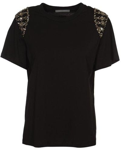 Alberta Ferretti Gem-embellished Crewneck T-shirt - Black