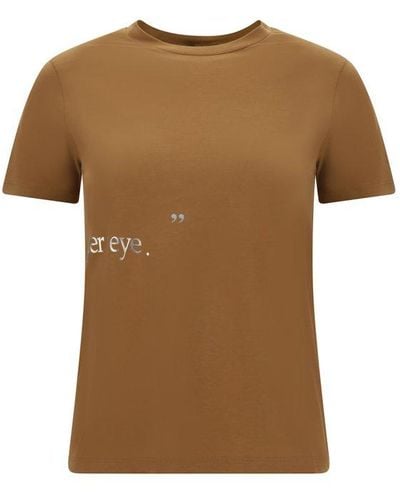 Max Mara Logo Printed Crewneck T-shirt - Brown
