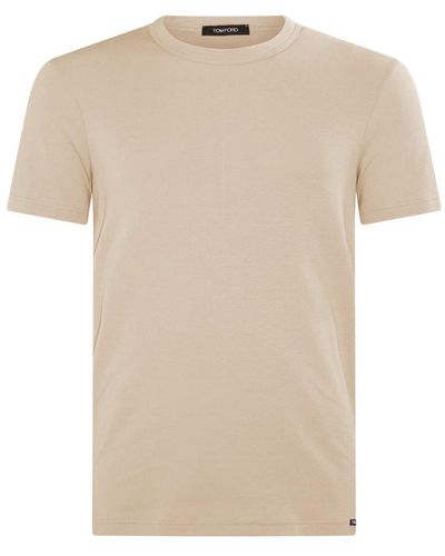 Tom Ford Beige Cotton Blend T-shirt - Natural