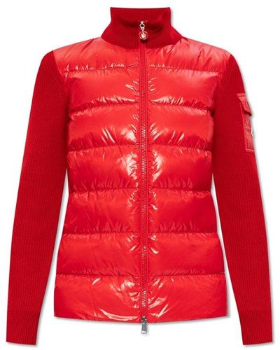 Moncler Panelled Zip-up Padded Cardigan - Red