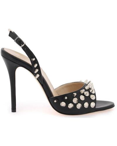 Alessandra Rich Spike Embellished Ankle-strap Heeled Sandals - Black